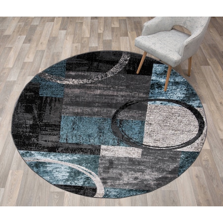 World Rug Gallery Contemporary Abstract Circle Design Soft Area Rug 6'6'' Round Gray 307GRAY6RND